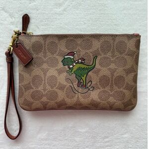 New Coach Rexy Signature Wristlet Ice Skating Rexy Dino C0586b Logo Tag Holiday